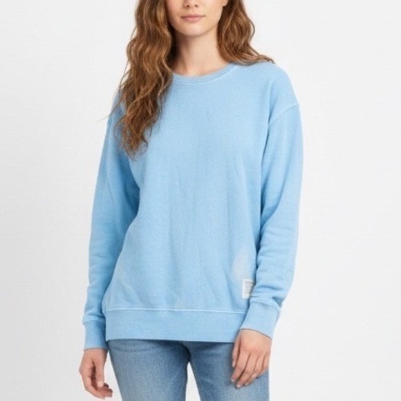 American Giant Vintage Washed Relaxed French Terry Crew Sweatshirt Womens L Blue